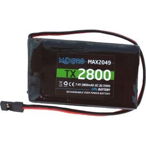 MaxPro Batteria Li-Po 5C 7,4V 2800mAh per Trasmettitori Futaba